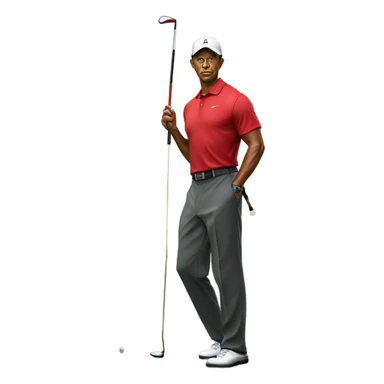 Serious face Tiger woods wearing a red shirt playing golf sticker