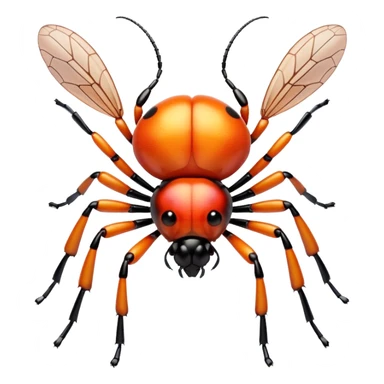 3D iPhone style emoji of a cute bug, colorful and detailed, six legs, shiny exoskeleton, isolated on white background, soft shadows, high detail, playful and cute. sticker