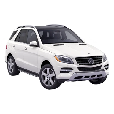2015 Mercedes Benz ML350 SUV, white exterior, black interior, three-quarter angle, exterior doors open, 3D style sticker