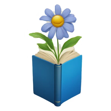 Book with blue cover with flower on it sticker