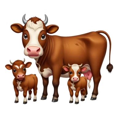 Famille Vache, veau et taureau  sticker