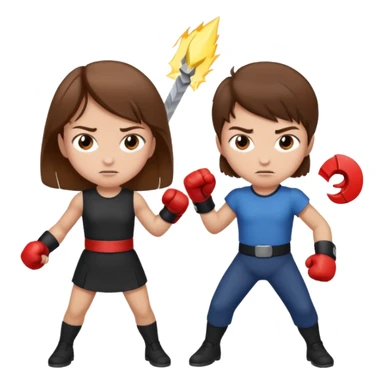 Fight girl and boy Brown hair  sticker
