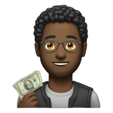 Black man with cash sticker