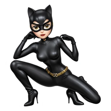 Isolated, ultra detailed illustration of the most incredibly realistic and sensual appearance, DC Hero Catwoman in black patent leather outfit, full body view, center of image
figurine imaginable, toy style. sticker