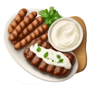 Bosnian national dish cevapi with kaymak sticker