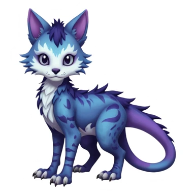 Kawaii dark cute gloomy ghoulish edgy fantasy ethereal feline-vernid-sergal-monster-fursona animal creature full body with intricate markings  sticker