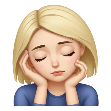 Exhausted woman with head resting on palm, looking sleepy sticker