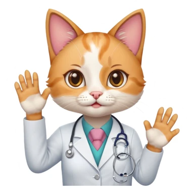 cute doctor kitten with paws up sticker