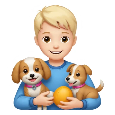 child with dog toys sticker