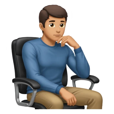 guy imitating thinker statue pose but with clothes and sitting in a office chair sticker