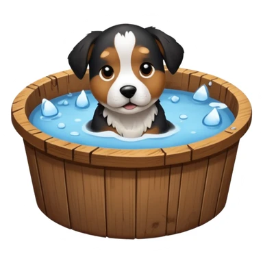 ice bath with a dog in id from wood round sticker