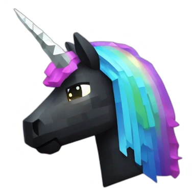 Minecraft Rainbow Black Unicorn Head With Diamond Horn sticker