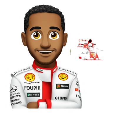 Lewis Hamilton in front of his Ferrari F1 car  sticker
