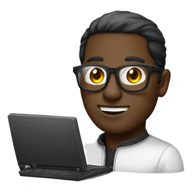 Une personne noire avec un ordinateur et des lunette sticker