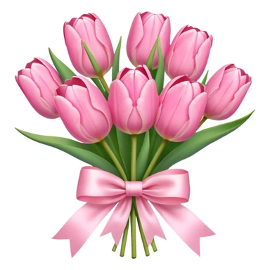 Pastel pink tulip bouquet with bow sticker