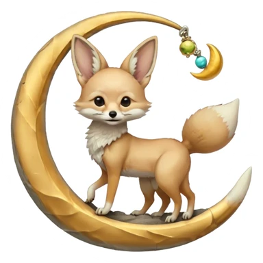 fennec on a moon sickle  sticker