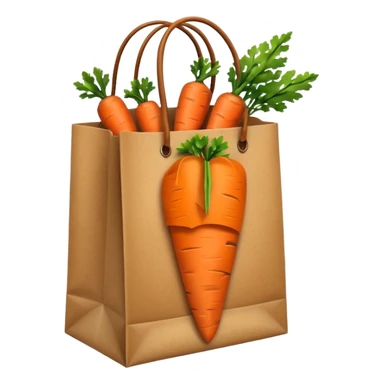 paper shopping bag with carrot inside. Transparent background sticker