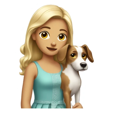 girl with dog in dress sticker