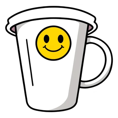 cute coffee cup with smiley face sticker