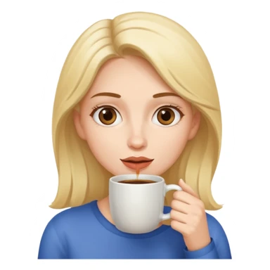 Woman drinking coffee and The edges of the eyes are wide open in the morning sticker