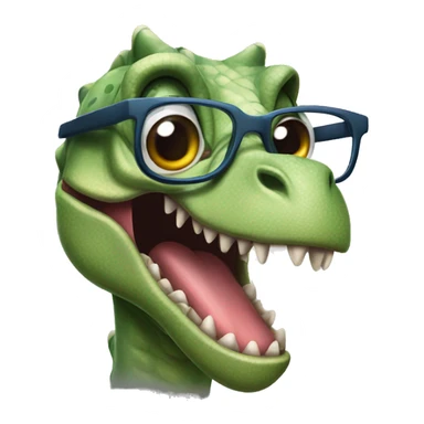 Dinosaur with glasses and tongue sticking out sticker
