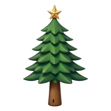 Un emoji représentant un petit sapin stylisé, sans bouche, avec deux grands yeux de biche brillants couleur cannelle. Style minimaliste, mignon et expressif, comme un sticker ou un emoji moderne. Fond parfaitement transparent, haute qualité, bien centré. sticker
