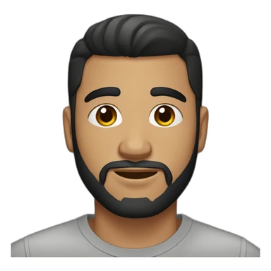 25 year old Hispanic man with a beard and thick eyebrows light skin, black shirt and side fades and a comb over with very dark brown eyes sticker