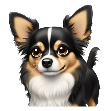Chihuahua wiener dog fluffy black white and tan sticker