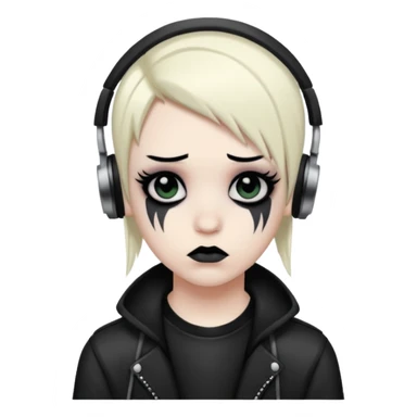 an emo nonbinary person listening to metal sticker