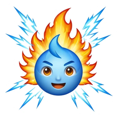 Rayos, centellas y fuego con expresiones de asombro azul sticker