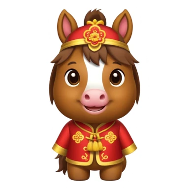 cute horse wearing a chinese new year costume sticker