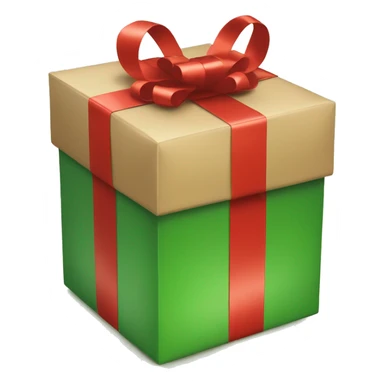 Gift box with red wrapping and green ribbon, simple and festive sticker