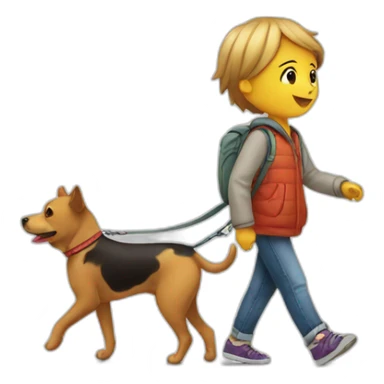 child walking dog sticker