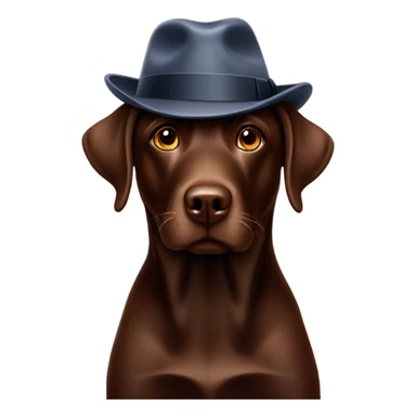 Chocolate lab wearing a fedora sticker