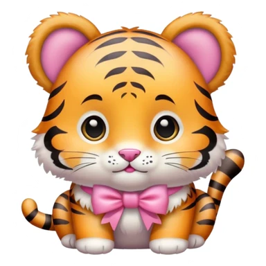 tiger baby pink bow sticker