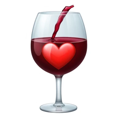 Genera un emoji de un corazón blanco con vino tinto , sencillo y lindo  sticker
