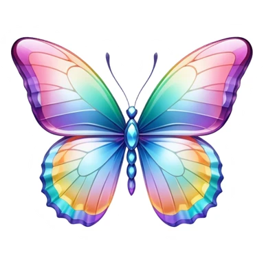 Pastel rainbow-gradient iridescent glass crystal butterfly sticker