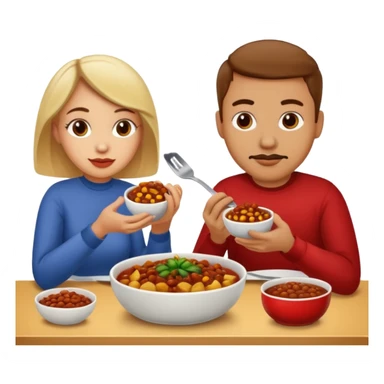 ligth couple having dinner of chili, beans and potatoes sticker