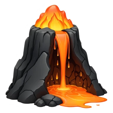 A lava flow spilling slowly over blackened rocks. sticker