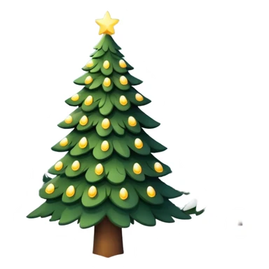 Christmas tree with white lights in nature and snow on top sticker