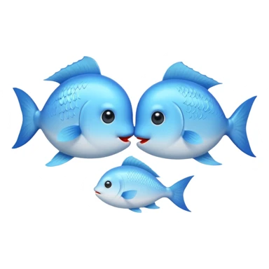 two cute pale blue fishes kissing sticker