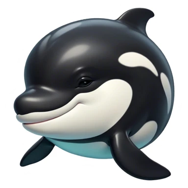 Meme-Worthy Cute Sleeping orca Portrait Emoji, Head resting peacefully with a contented smile, showcasing a smooth black-and-white body with gently drooping fins and eyes softly closed in serene slumber, Simplified yet adorably endearing features, highly detailed, glowing with a soft, drowsy deep-sea light, high shine, relaxed and utterly lovable, stylized with an air of playful oceanic laziness, soft glowing outline, capturing the essence of a sleeping orca that feels destined to become the next viral icon of adorable marine rest! sticker