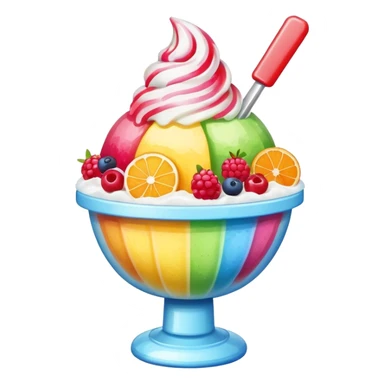 shave ice with fruit toppings, bright and cheerful sticker