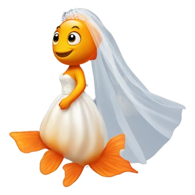 Goldfish wearing a wedding dress sticker