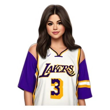 selena gomez with lakers jersey sticker