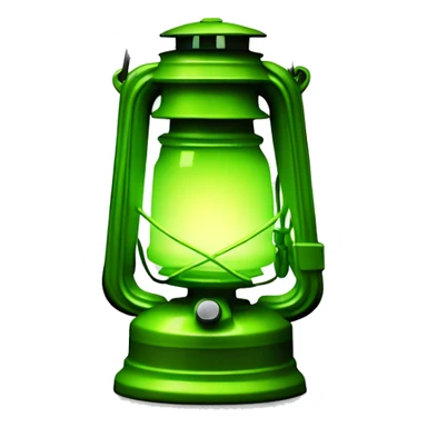 Realistic camping lime green lit camping lantern lisolated. sticker