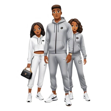Man living his dream standing in the master bedroom of a mansion. He’s boo’d up with a pretty Brownskin big booty woman wearing a Chanel outfit and Bvlgari watch with her holding a Chanel bag. The man has on a Nike Tech Fleece sweatsuit. The man isn’t holding a bag sticker