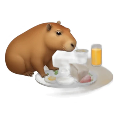 a capybara having breakfast sticker