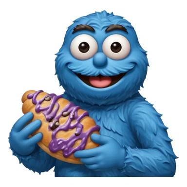 emoji from a french cookie monster with croissant sticker