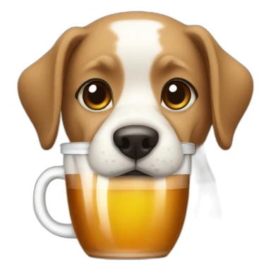 Dog with a tea drink  sticker